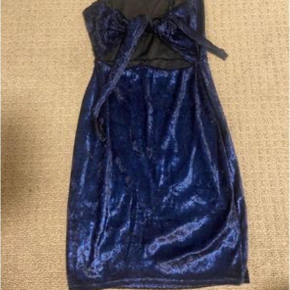 Blue Soft Velvet Mini Dress - Picture 3 of 4